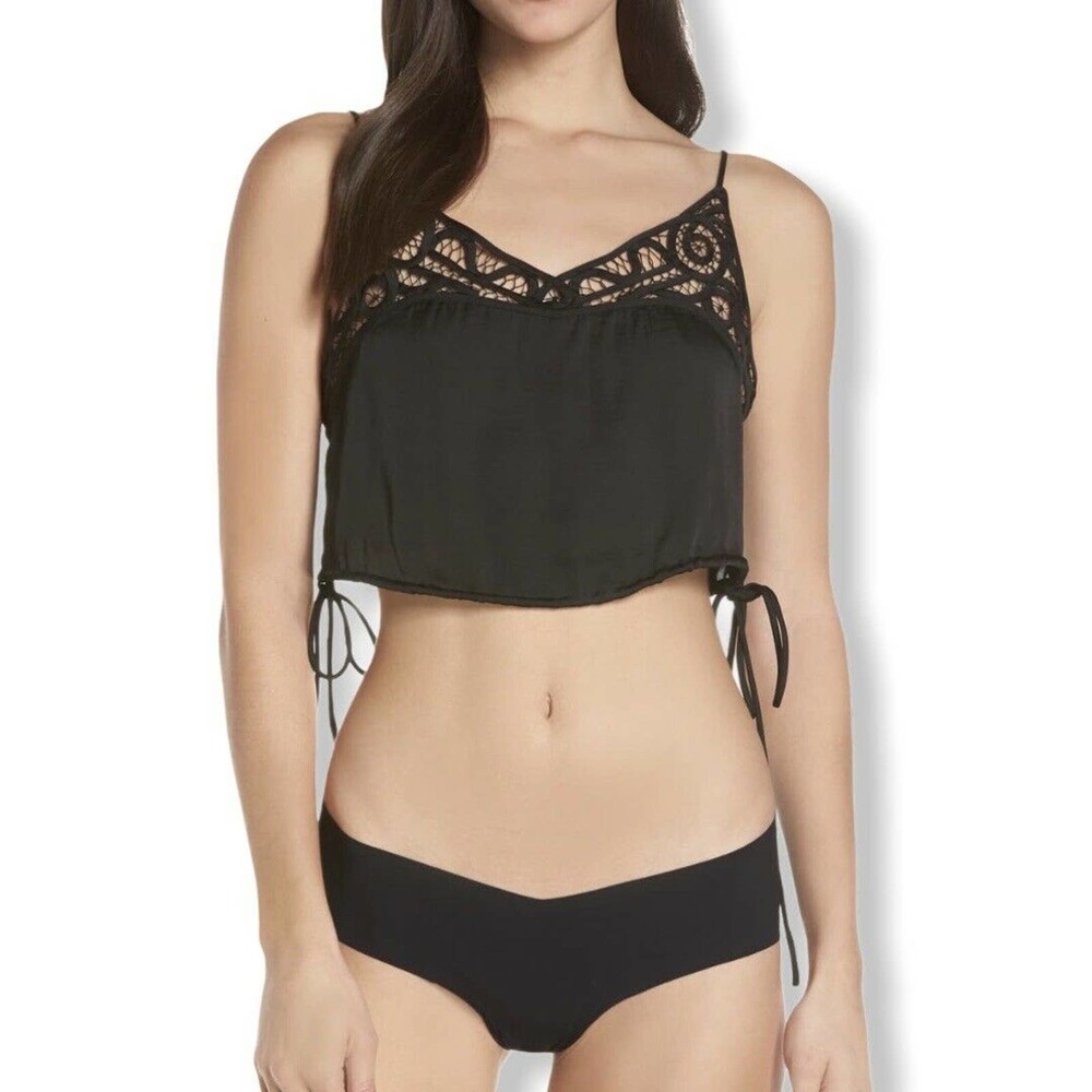 Free People Blouson Brami Crop‎ Black XS New - Picture 2 of 8